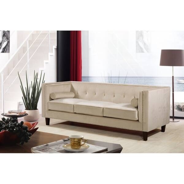 Kittleson Classic Upholstered Nailhead Chesterfield 2 Piece Living Room Set Blue On Sale Overstock 21405730