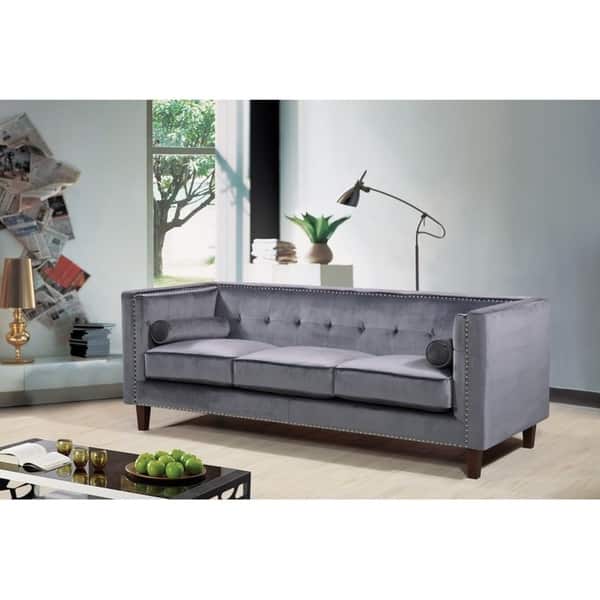 Kittleson Classic Upholstered Nailhead Chesterfield 2 Piece Living Room Set Blue On Sale Overstock 21405730