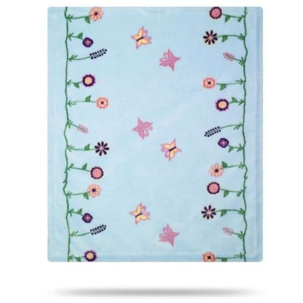 slide 1 of 1, Denali Whimsical Floral Blue/Soft Blue 30"x36" Baby Blanket