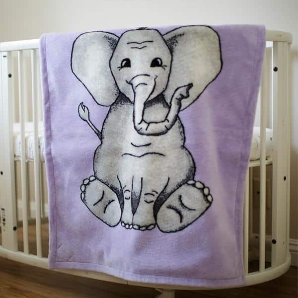 Denali Baby Elephant Purple/Soft Purple 30"x36" Baby Blanket