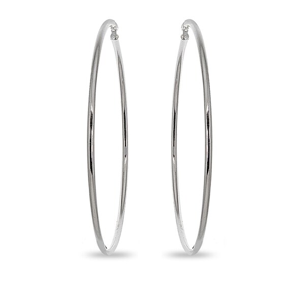 Mondevio 2x65mm Extra Large Round Stainless Steel Hoop Earrings - Silver