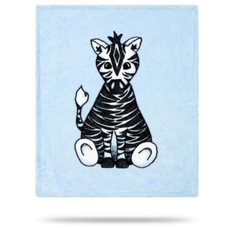 Denali Baby Zebra Blue/Soft Blue 30"x36" Baby Blanket