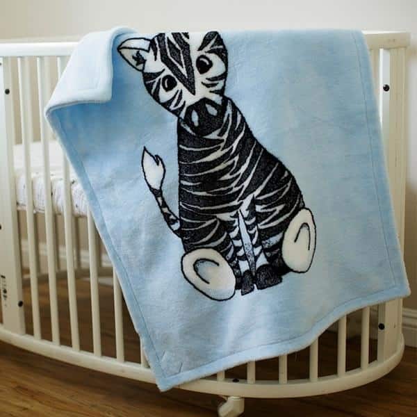 Denali Baby Zebra Blue/Soft Blue 30"x36" Baby Blanket