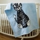 preview thumbnail 2 of 0, Denali Baby Zebra Blue/Soft Blue 30"x36" Baby Blanket