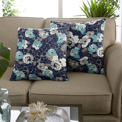 Scott Living Botanic Cyan Square Pillow, Set of 2