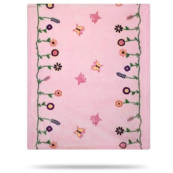 slide 1 of 1, Denali Whimsical Floral Pink/Soft Pink 30"x36" Baby Blanket