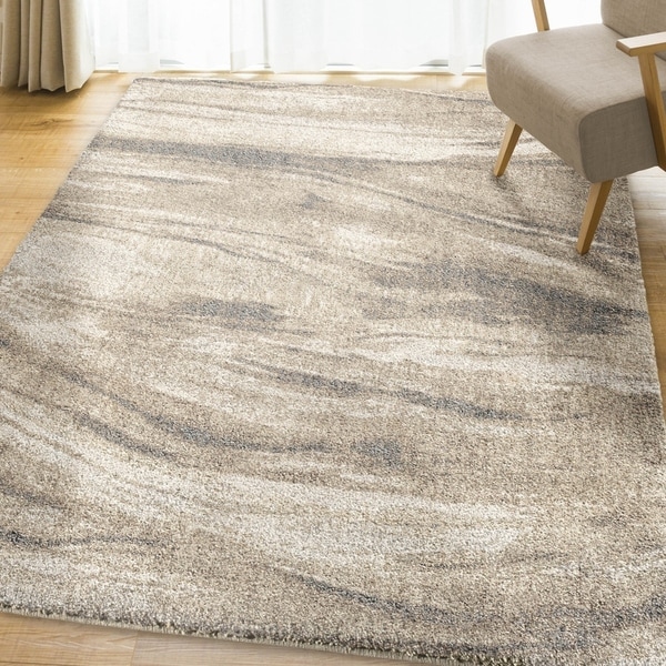 Modern Sandstorm Ivory Plush Shag by Carolina Weavers - 7'8" x 10'8"