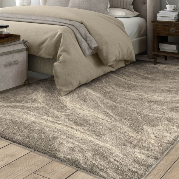 Carolina Weavers Greige Mixed Marble Plush Shag Area Rug - 7'8" x 10'8"