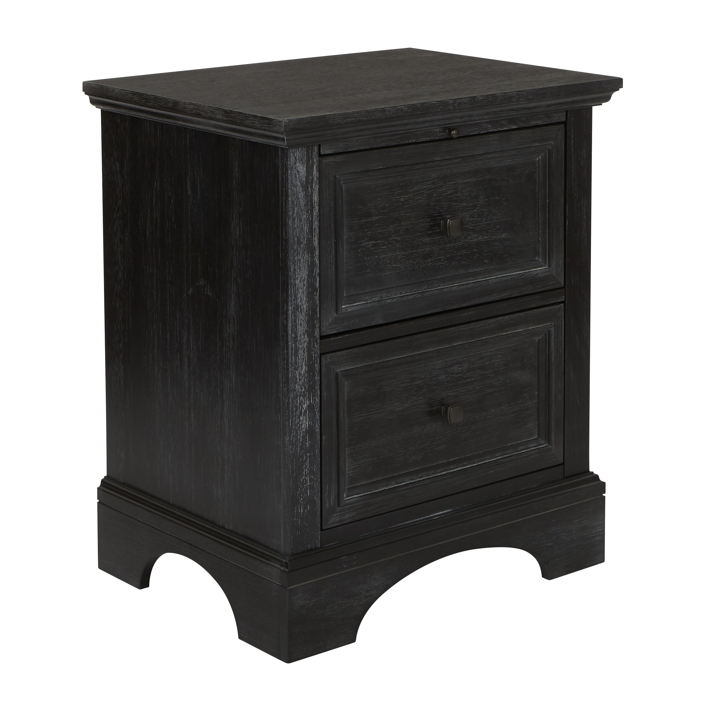 Shop Black Friday Deals On Farmhouse Basics 2 Drawer Nightstand With Tray In Rustic Black Overstock 21406759