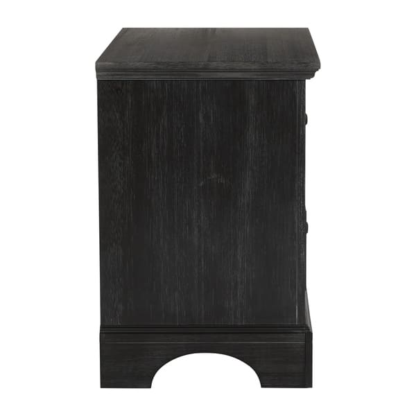 Shop Black Friday Deals On Farmhouse Basics 2 Drawer Nightstand With Tray In Rustic Black Overstock 21406759