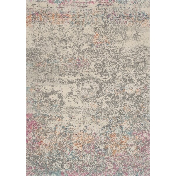 Bohemian Grey/ Multi Vintage Distressed Floral Rug - 2'2" x 3'9"