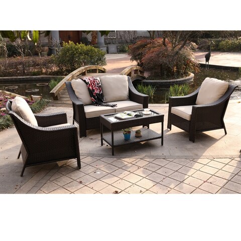 Del Rey 4-piece Wicker Aluminum Frame Deep Seating Set with Cushions