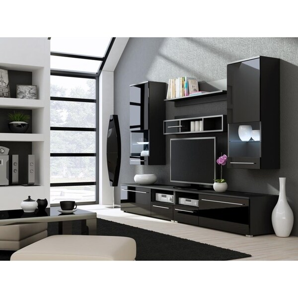Luna High Gloss Tv Cabinet Shelf Set Entertainment Center On Luna High Gloss Tv Cabinet Shelf Set Entertainment Center
