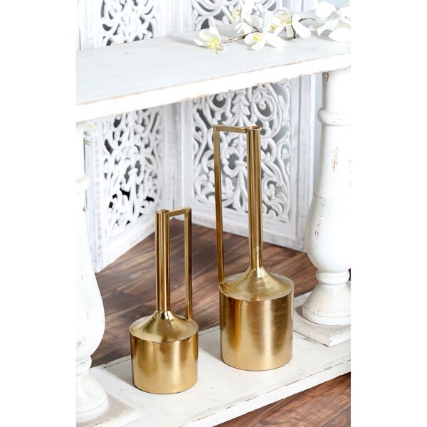 Strick & Bolton Buri Gold Long-spouted Vases (Set of 2)