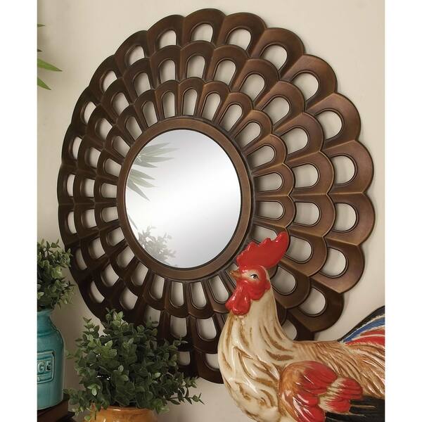 The Curated Nomad Bimini Round Wall Mirror Blue Overstock 21409282