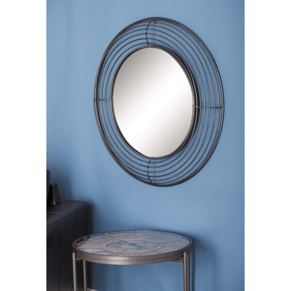 Strick & Bolton Buri Round Black Iron Wall Mirror
