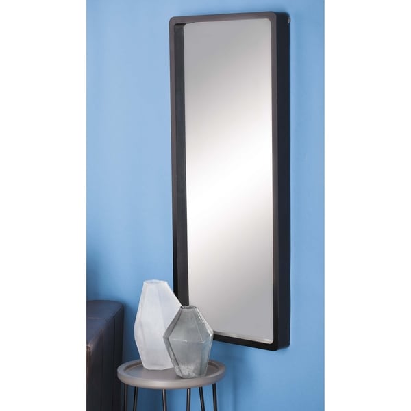 Porch & Den Merrie Lynn Black Wood Rectangular Mirror