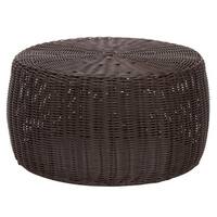 The Curated Nomad Tipton 9-inch Brown Resin Wicker Ottoman