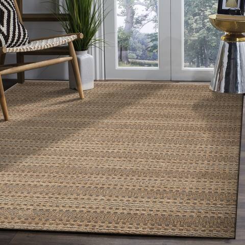 Ox Bay Organic Jute Geometric Area Rug, Gray and Natural - 5' x 7'9"