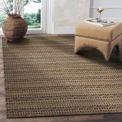 Ox Bay Organic Jute Geometric Area Rug, Tan and Black - 5' x 7'9"