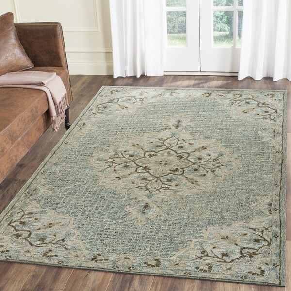 LR Home Hand Tufted Modern Traditions Blue Lagoon Wool Cotton Rug - 9' x 12'
