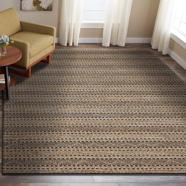 LR Home Hand Woven Natural Fiber Vintage Indigo Jute/ Chenille Rug - 9' x 12'. Opens flyout.