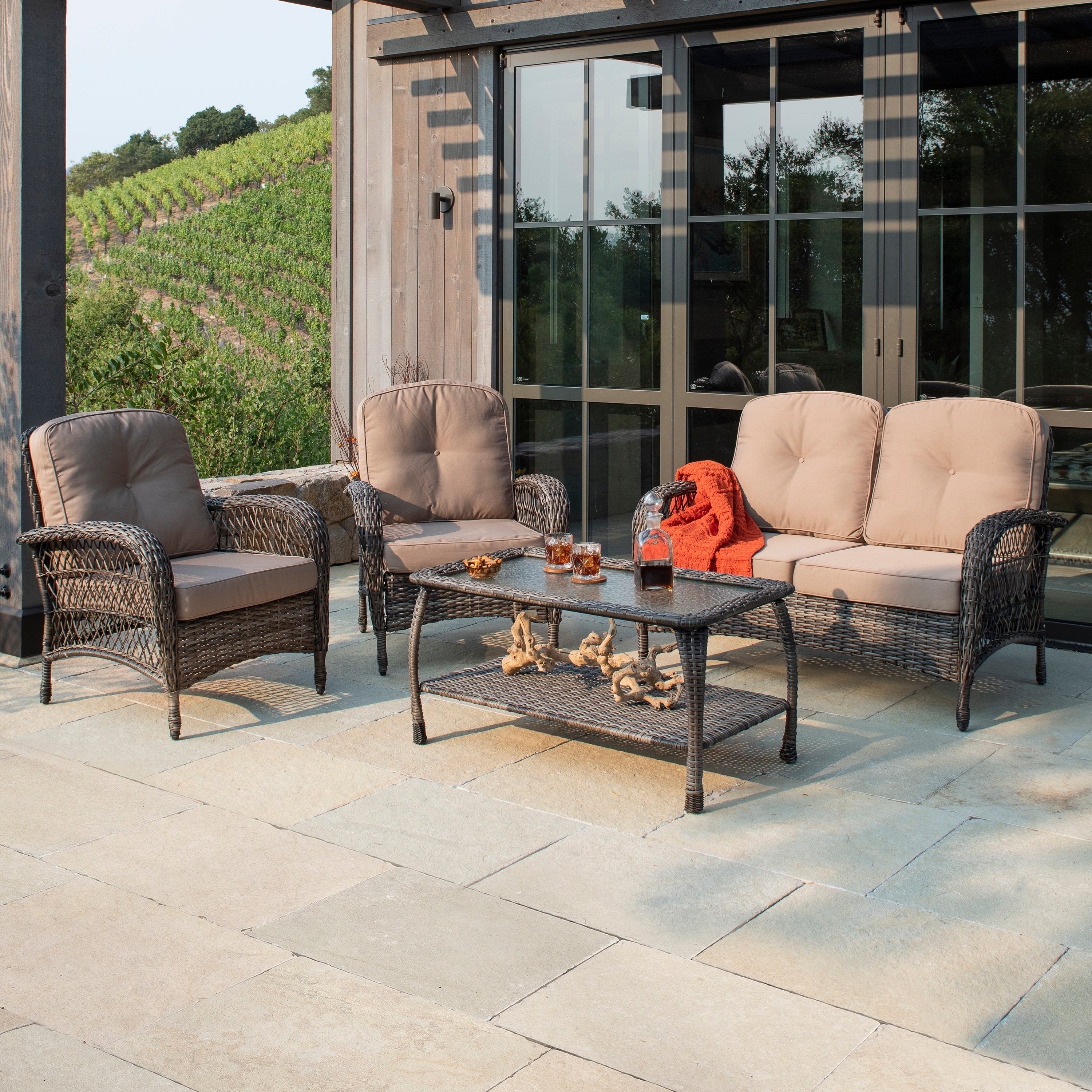 Corvus Padova 4 Piece Wicker Patio Chat Set Corvus Padova 4 Piece Wicker Patio Chat Set