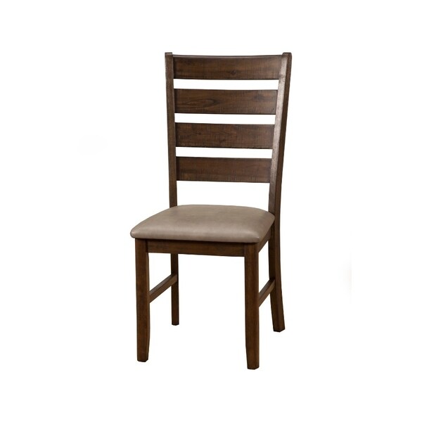 Wooden Side Chairs With Laddder Back Design Set Of 2 Brown - Bed
