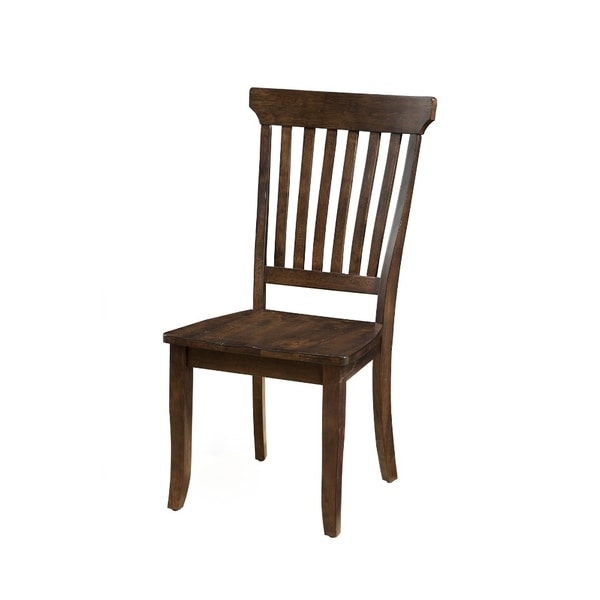 Slatted High Back Side Chairs In Rubberwood Set Of 2 Brown