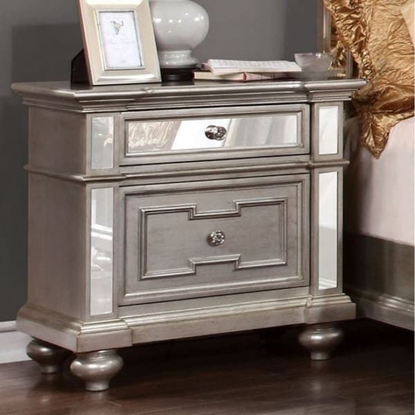 Shop Salamanca Contemporary Night Stand In Silver - Free ...