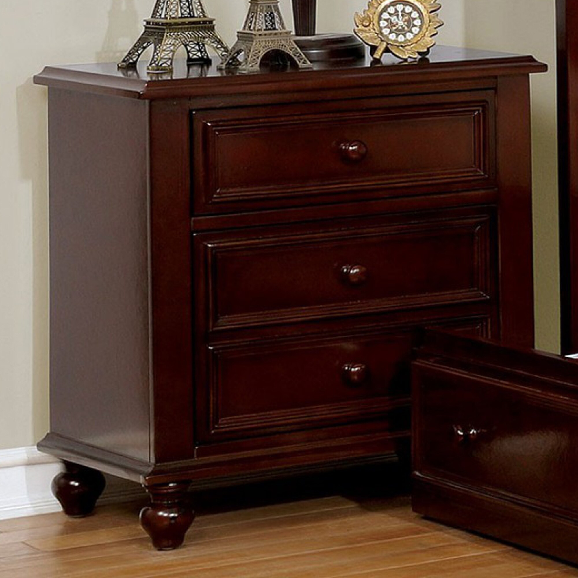 Wooden Night Stand With 2 Drawers Dark Brown On Sale Overstock 21419129