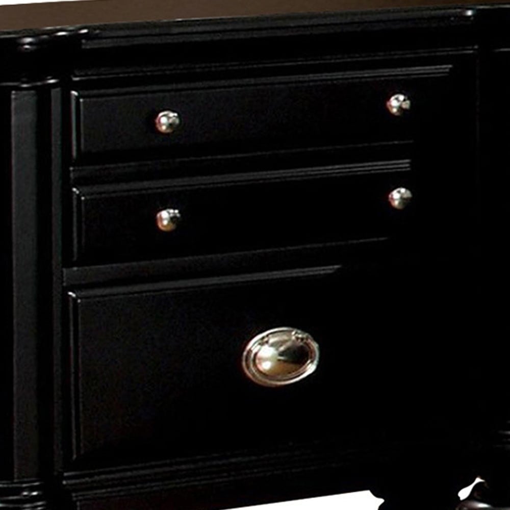 Shop Two Drawers Wooden Nightstand With Turned Legs Support Black Overstock 21419179