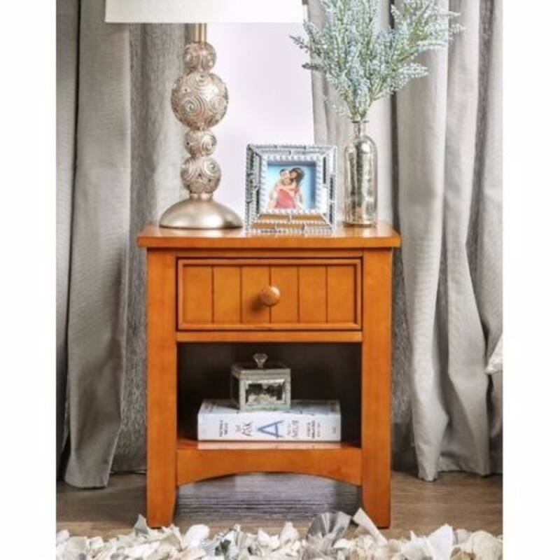 Omnus Wood Night Stand, Oak Finish