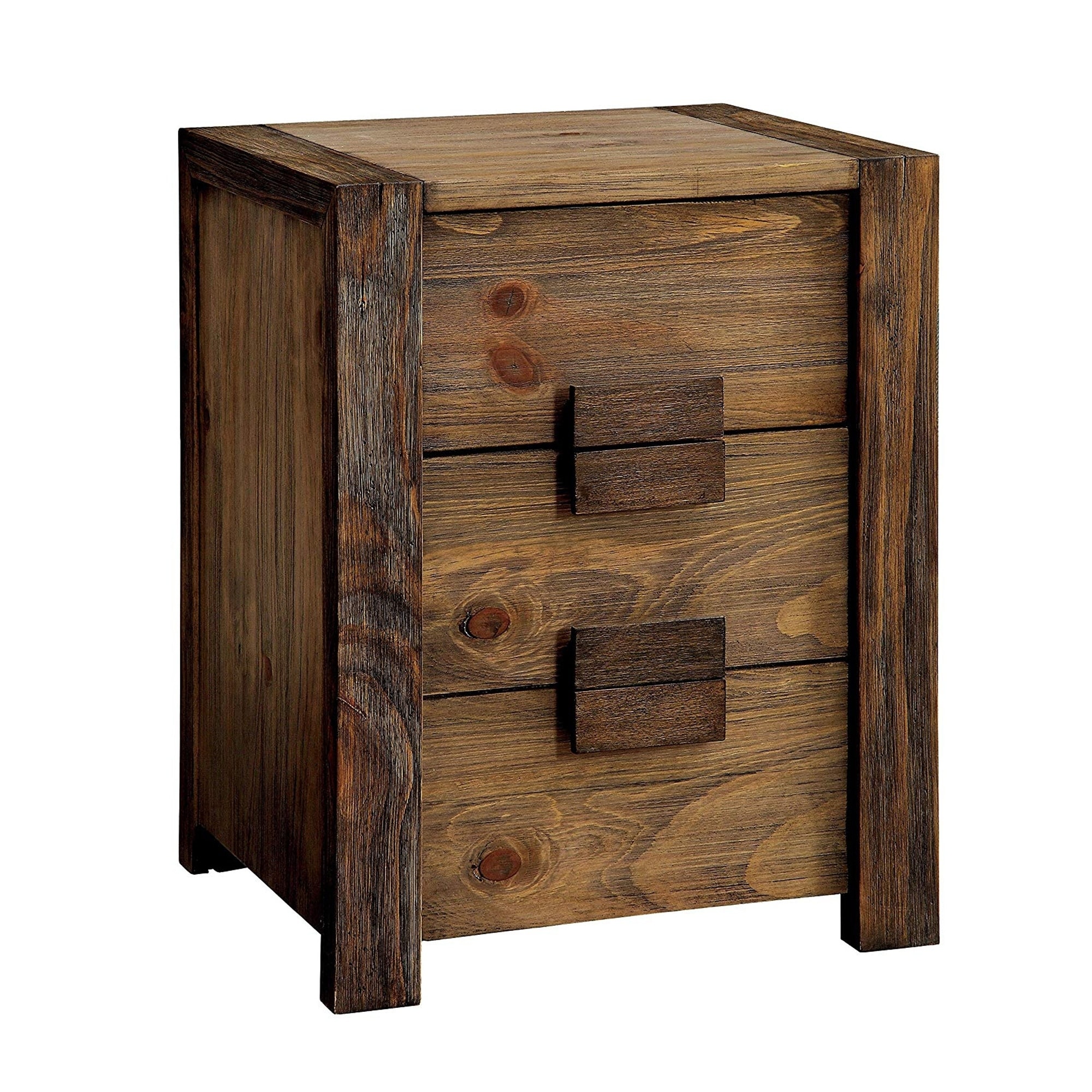 Shop Wooden Nightstand With Three Drawers And Block Handles Brown Overstock 21419231