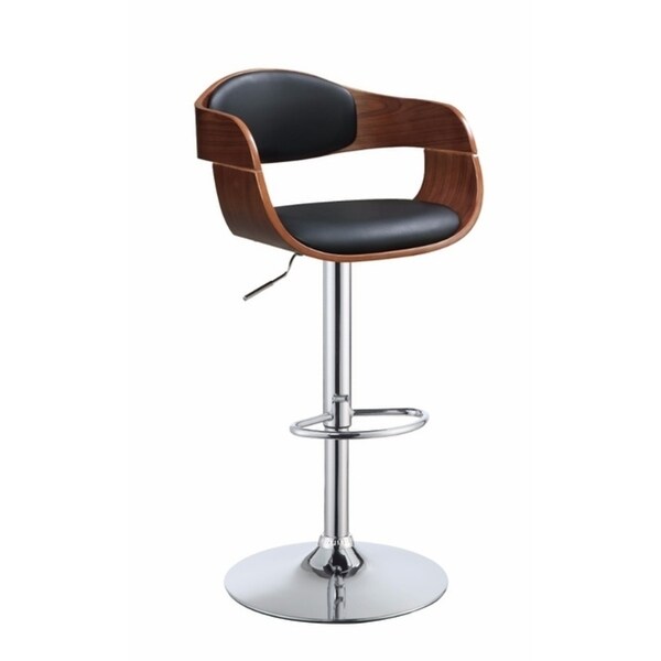 Chic Modish Adjustable Stool with Swivel, Black & Walnut Brown