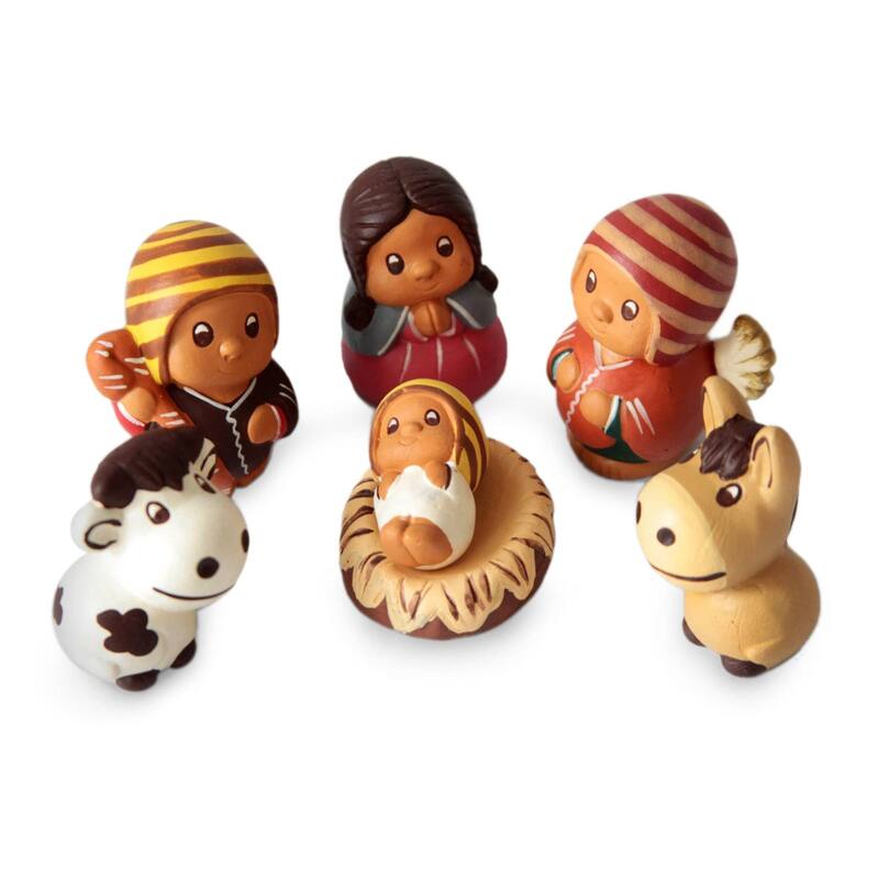 Handmade Ceramic Nativity Scene, 'Happy Welcome' (Peru)