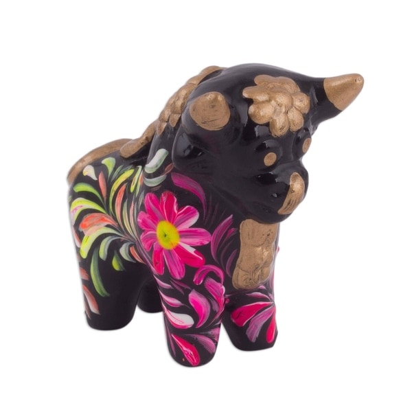 Ceramic Figurine, 'Strong Pucara Bull' - Peru