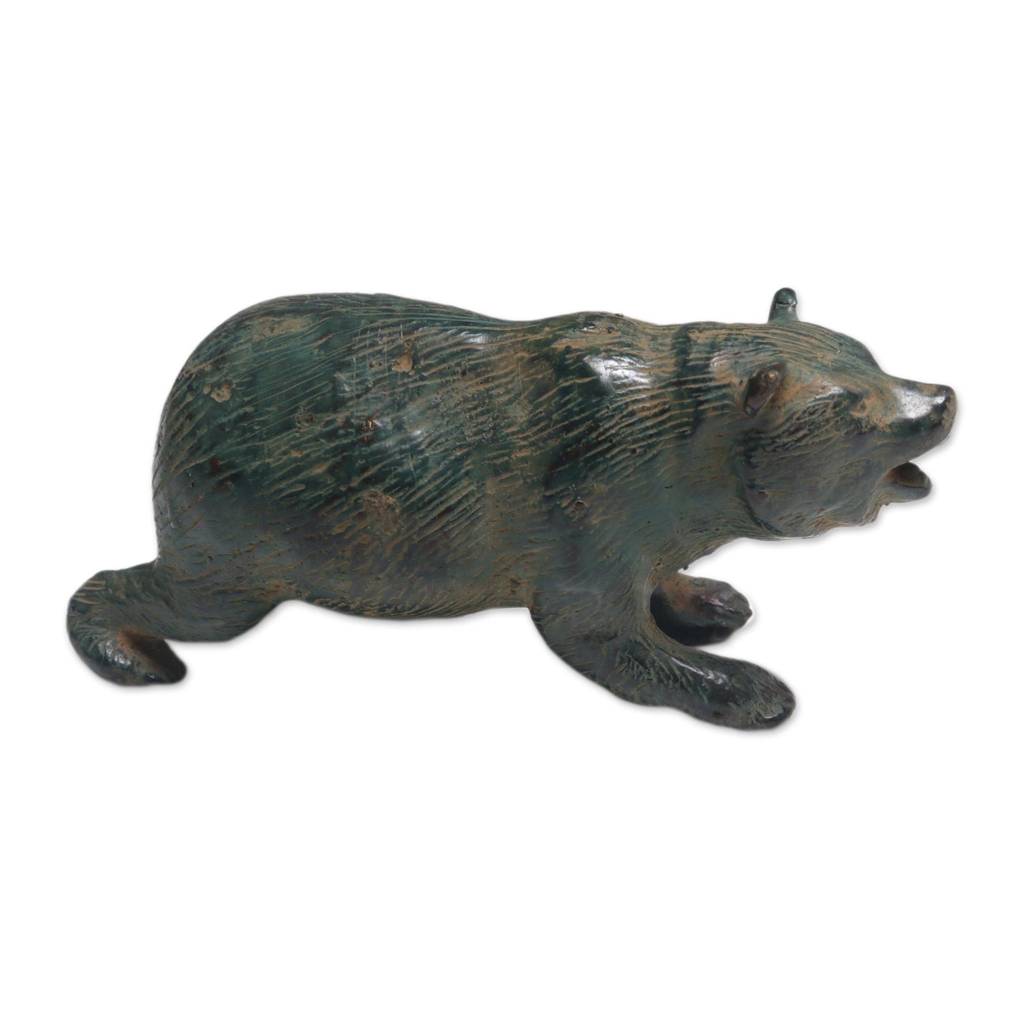 Handmade Brave Bear Bronze Figurine Indonesia Overstock 21420449