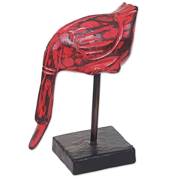 Wood Sculpture, 'Red Duck' - Indonesia