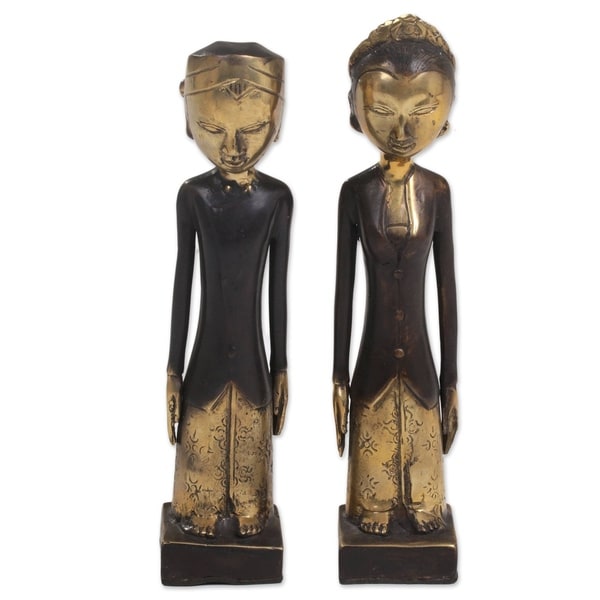 Bronze Sculptures, 'Manten Matrimony' (Pair) - Indonesia