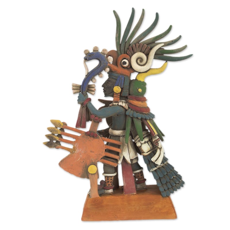 Handmade Ceramic Sculpture, 'Huitzilopochtli' (Mexico)
