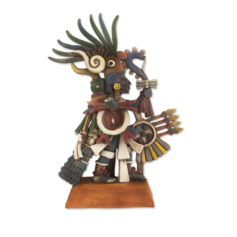 Handmade Ceramic Sculpture, 'Huitzilopochtli' (Mexico)