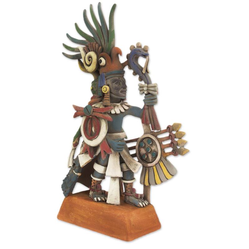 Handmade Ceramic Sculpture, 'Huitzilopochtli' (Mexico)