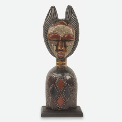 Handmade Wood Sculpture, 'Obaapa' (Ghana)