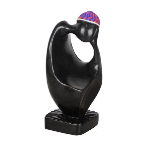 Wood Sculpture, 'Baba Thinking' - Ghana
