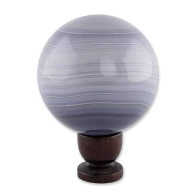 Handmade Ash Agate Ball, 'Supersonic' (Brazil)