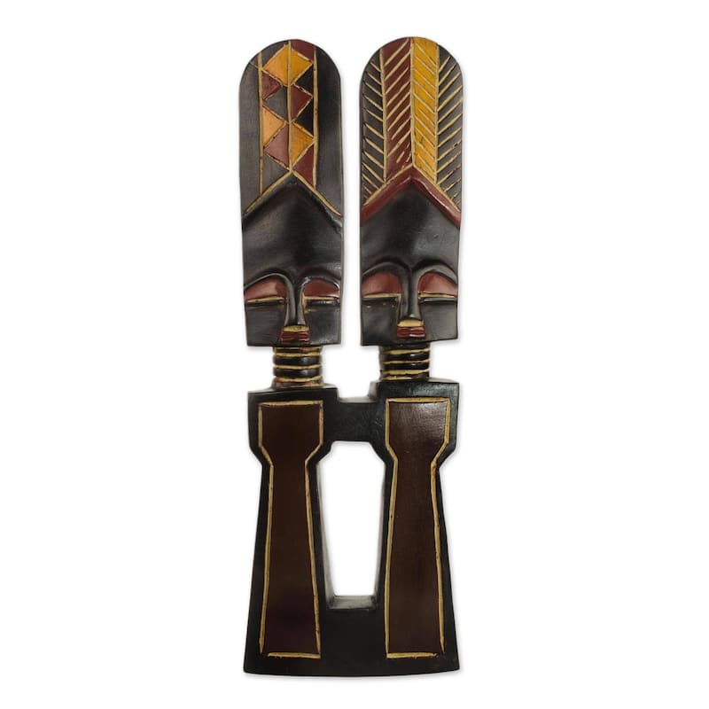 Handmade Wood Sculpture, 'Confidant' (Ghana)