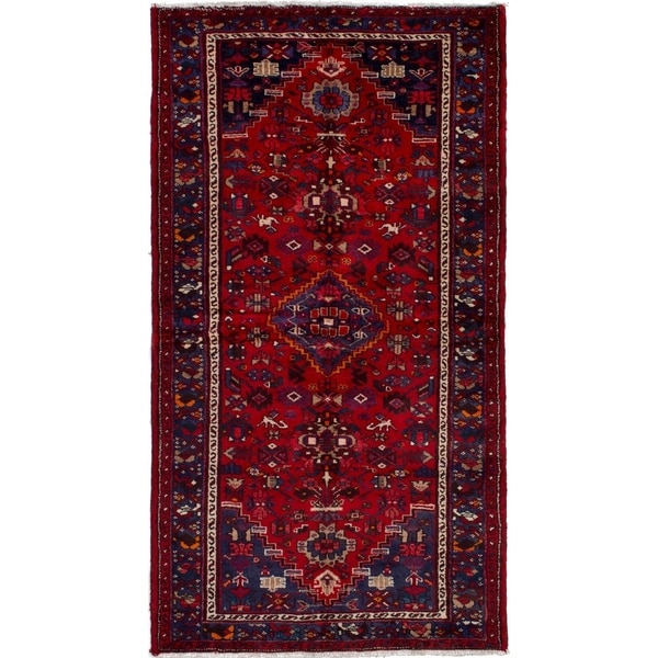 eCarpetGallery Hand-knotted Hamadan Red Wool Rug - 3'7 x 6'8