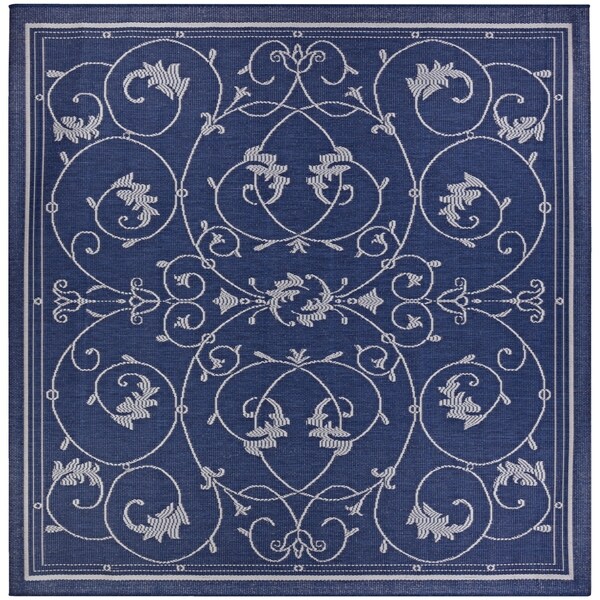 Pergola Savannah/Ivory-Blue Indoor/Outdoor Square Rug - 8'6" Square