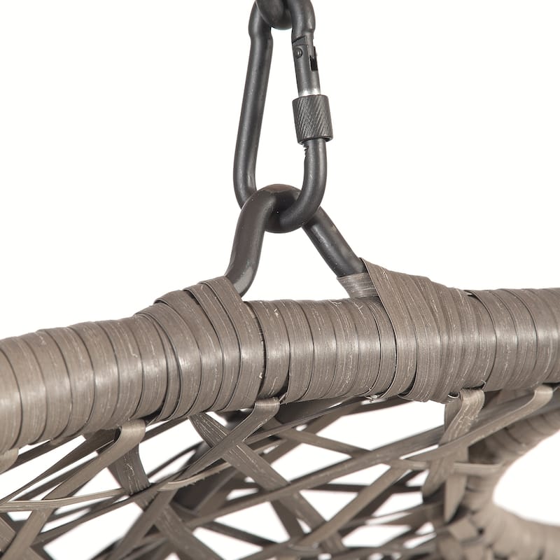 Brampton Espresso Cocoon Hanging Chair/Swing Single with Beige Cushions
